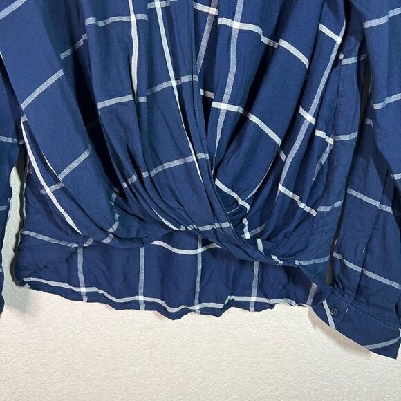 Linea Domani Womens Blue White Twisted Blouse High Low Long Sleeve Stripes Large - Picture 4 of 7